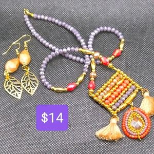 Handmade necklace and earrings